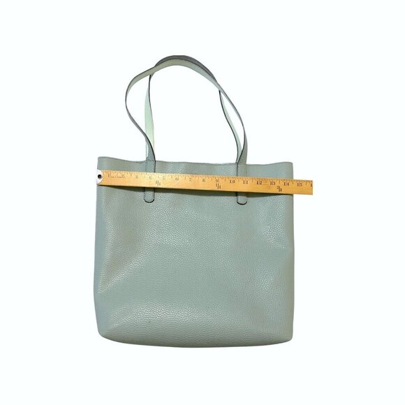 Vegan Leather Tote Bag with Triangle Pouch.  Blue/Seafoam - Picture 11 of 11